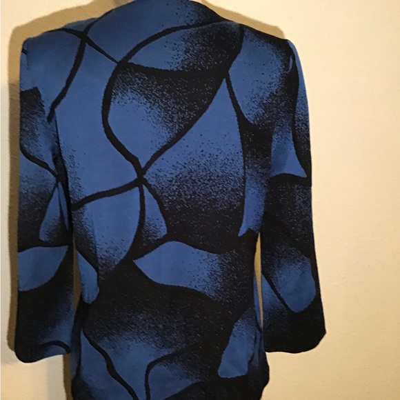 Misook blue/black open front 3/4 sleeve jacket size small - Picture 2 of 6